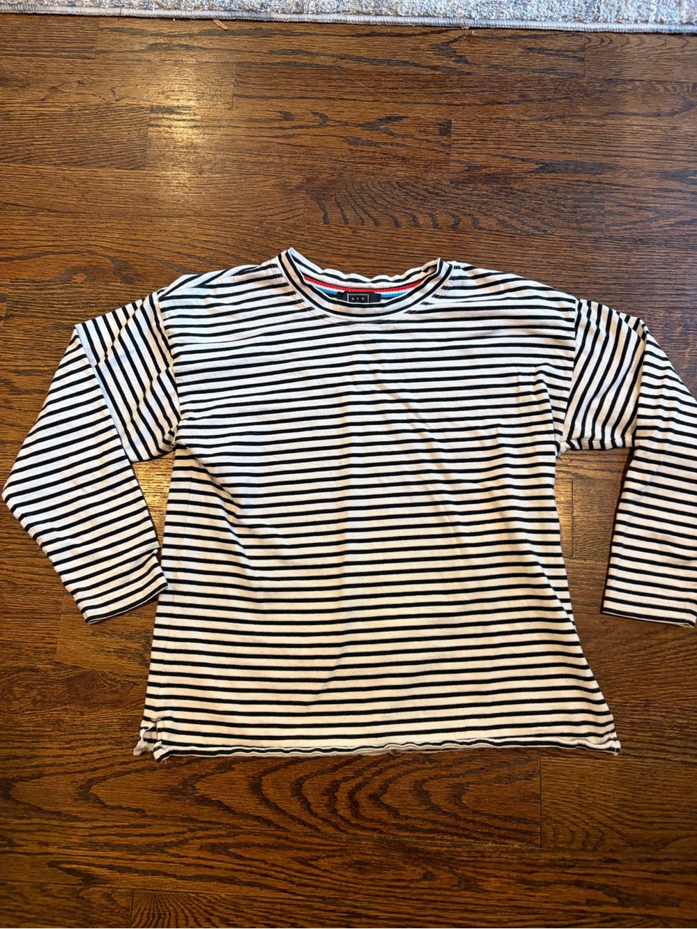 AYR  navy and White Striped Long-Sleeve Tee